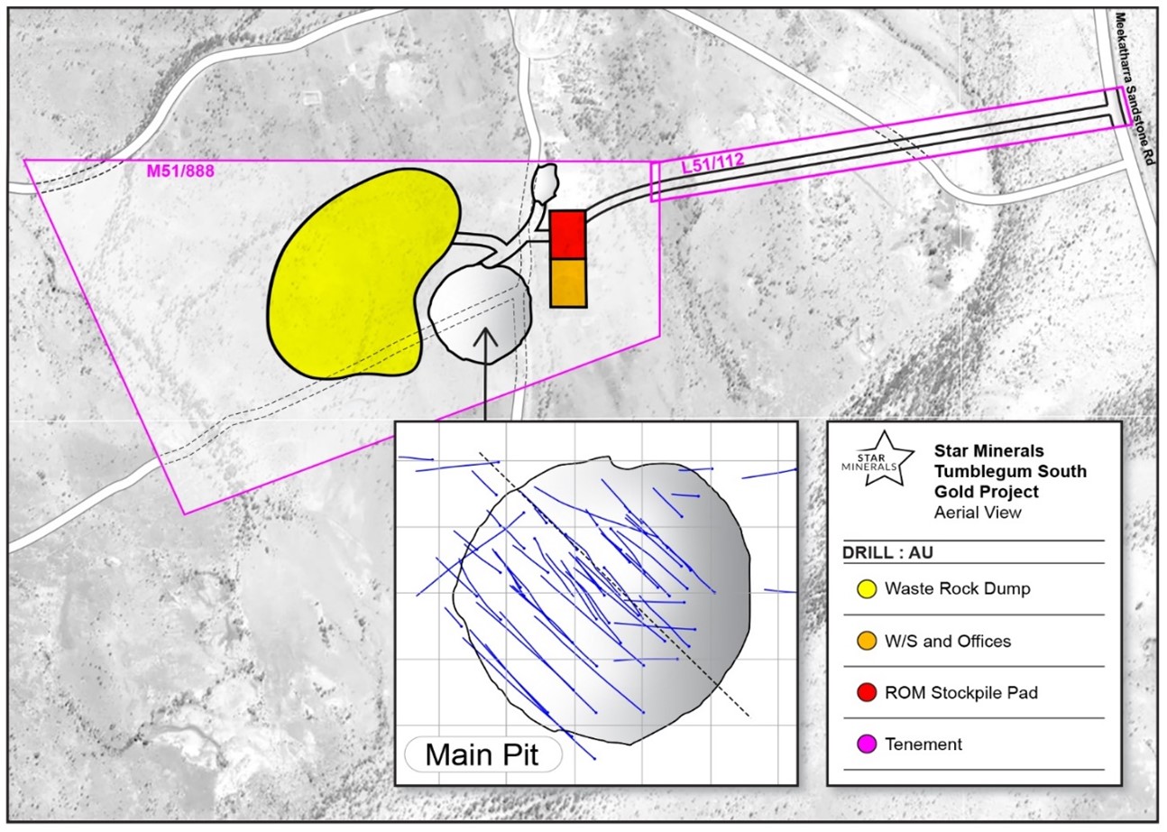 Star Minerals TumbleGum South Gold Project Tumblegum South Gold Deposit Optimised Pit Plan Over Geology.